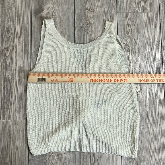 Cream round neck ribbed tank top with deep V back with twist detail, Size Medium - Picture 6 of 8